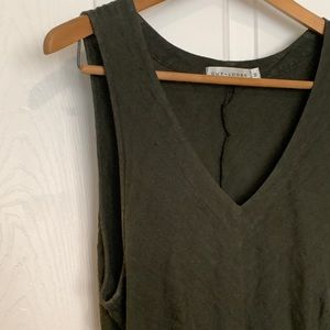 Bias Cut Long Linen Dress, Dark Green, Medium